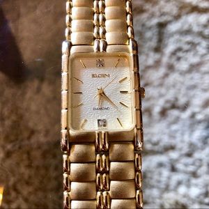 Elgin Gold Tone Men's Watch with Diamonds Accent